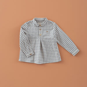 CAMISA NIÑO VICHY CENIZA MI CANESU