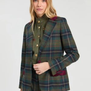 CHAQUETA DE CUADROS VERDE BURDEOS